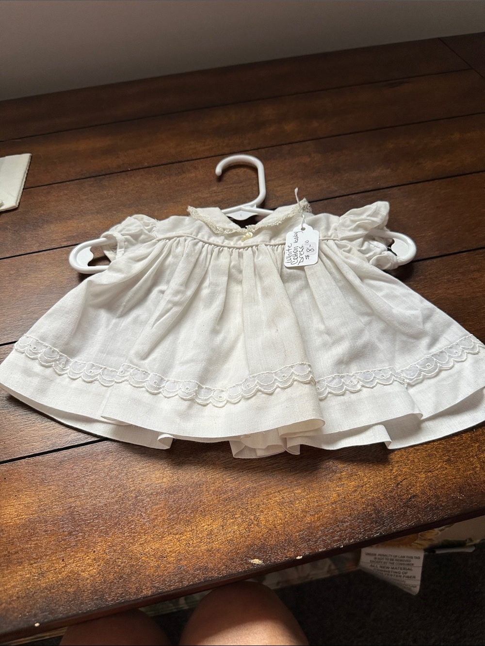 Baby Peasant Dress with Lace Trim